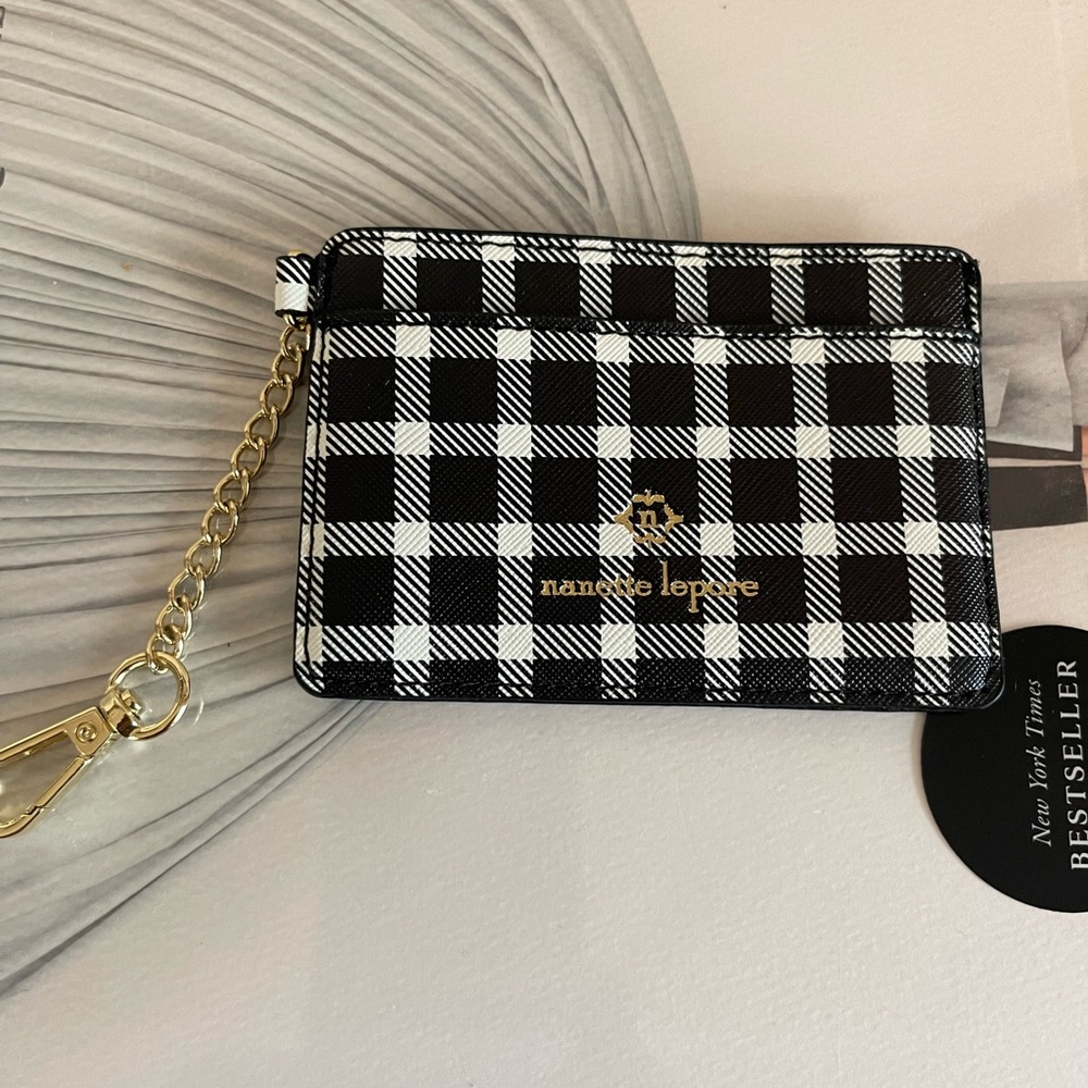 Nanette Lepore Black and White Checkered Women's Card Holder Wallet